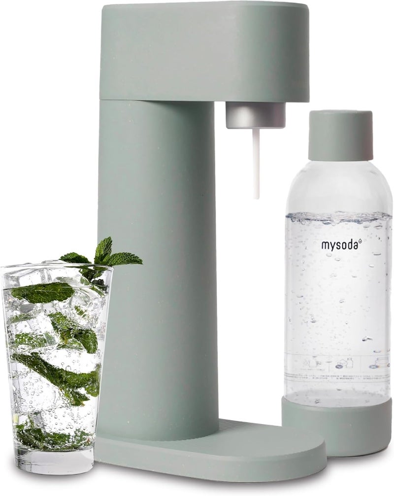 Mysoda Woody Sparkling Water Maker - Soda Streaming Machine Silent Carbonated Water Machine Robust Long-Lasting Aluminium Soda Maker 1L Water Bottle Without CO2 Cylinder - Sage Green Soda Machine - Image 1